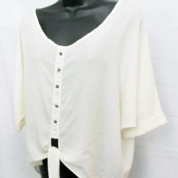 Mono B Top Tie Waist Hi Lo Short Sleeve - Picture 2 of 6